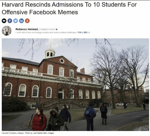Critical Thinking: Consequences of What We Post 2 HarvardRescinds2
