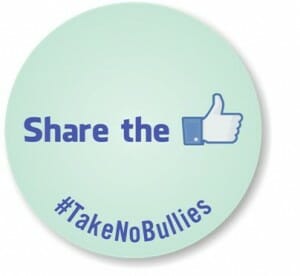 The old adage, “sharing is caring” applies to the digital world as well (#TakeNoBullies sticker via MySecuritySign)